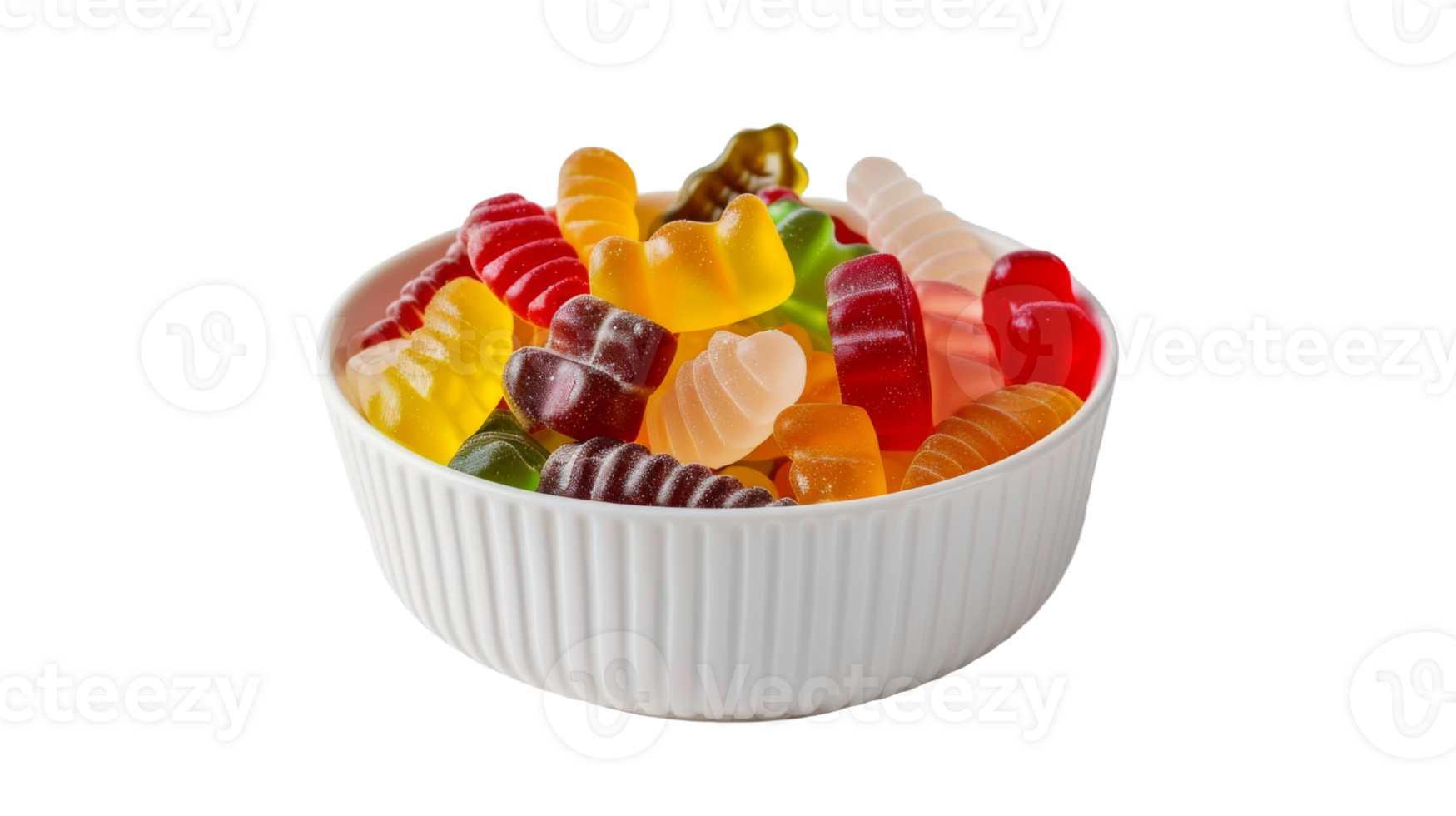 Assorted gummy candies on the transparent background, Format png