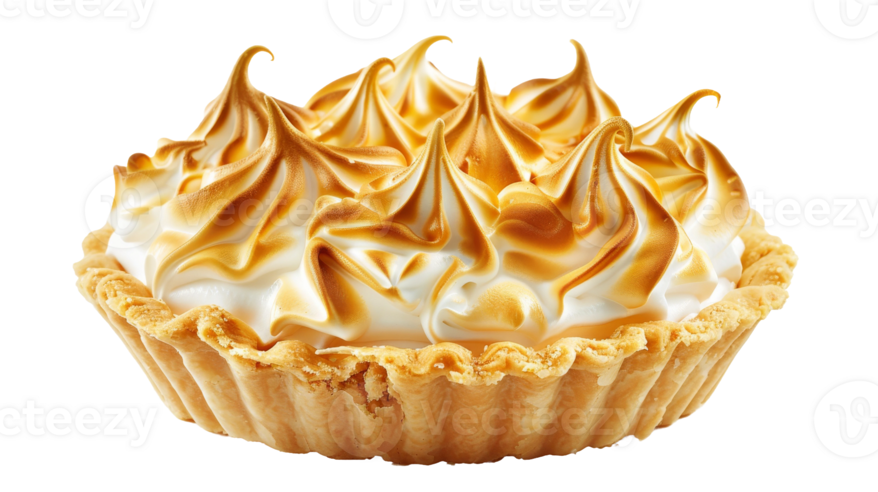 Lemon meringue pie with a crispy crust on the transparent background, Format png