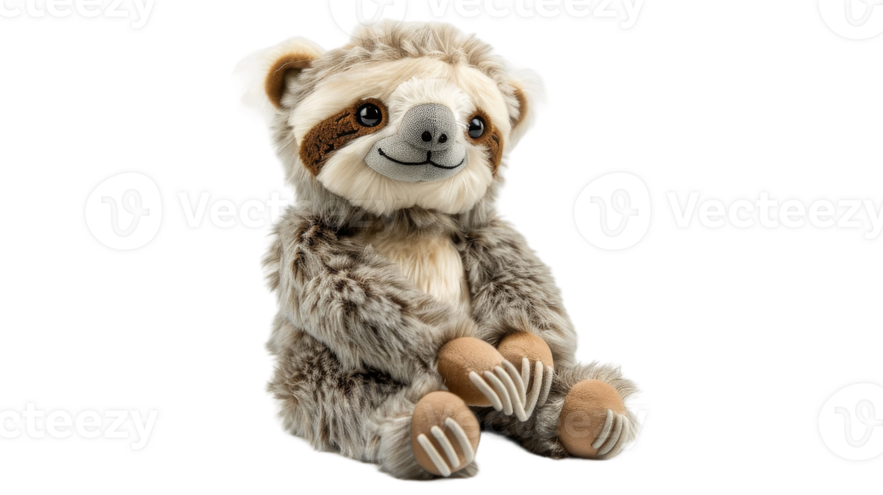 Stuffed sloth plush toy on the transparent background, Format png