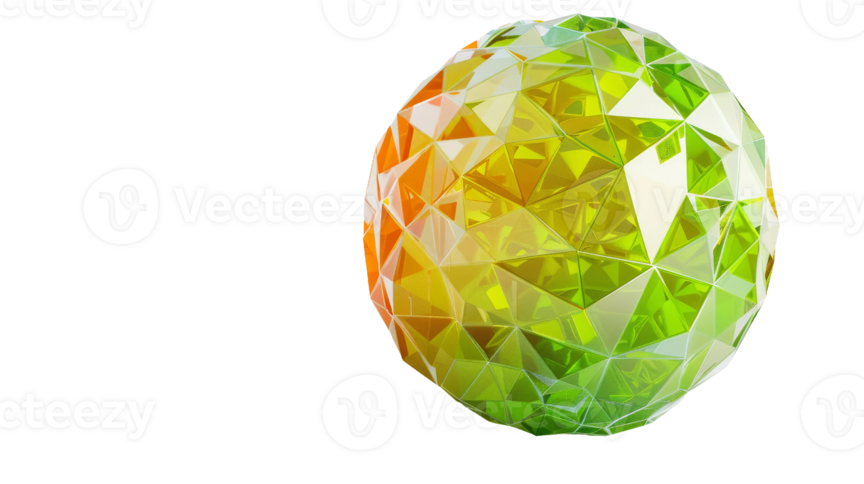 A neon green and orange geometric plastic planet. on the transparent background, Format png