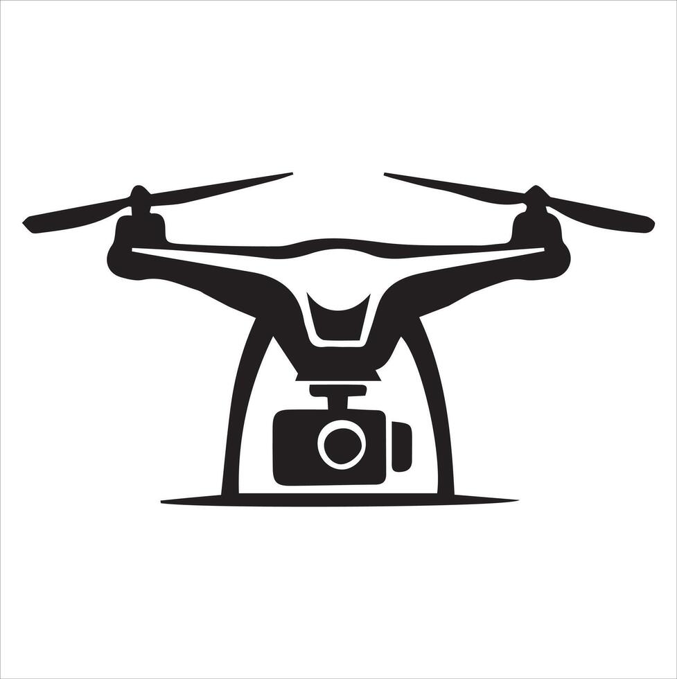 Drone silhouette illustration black and white. vector