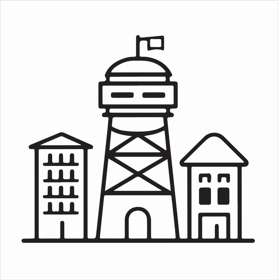 Minimalist mobile tower skyscraper tower icon silhouette vector