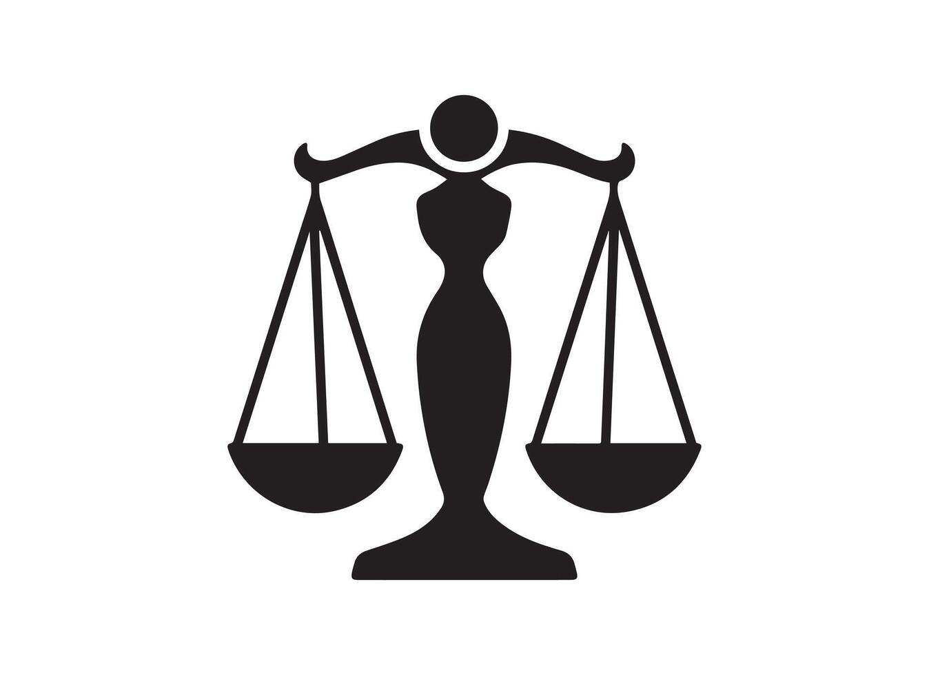 A weight balance scale silhouette on a solid white background. vector