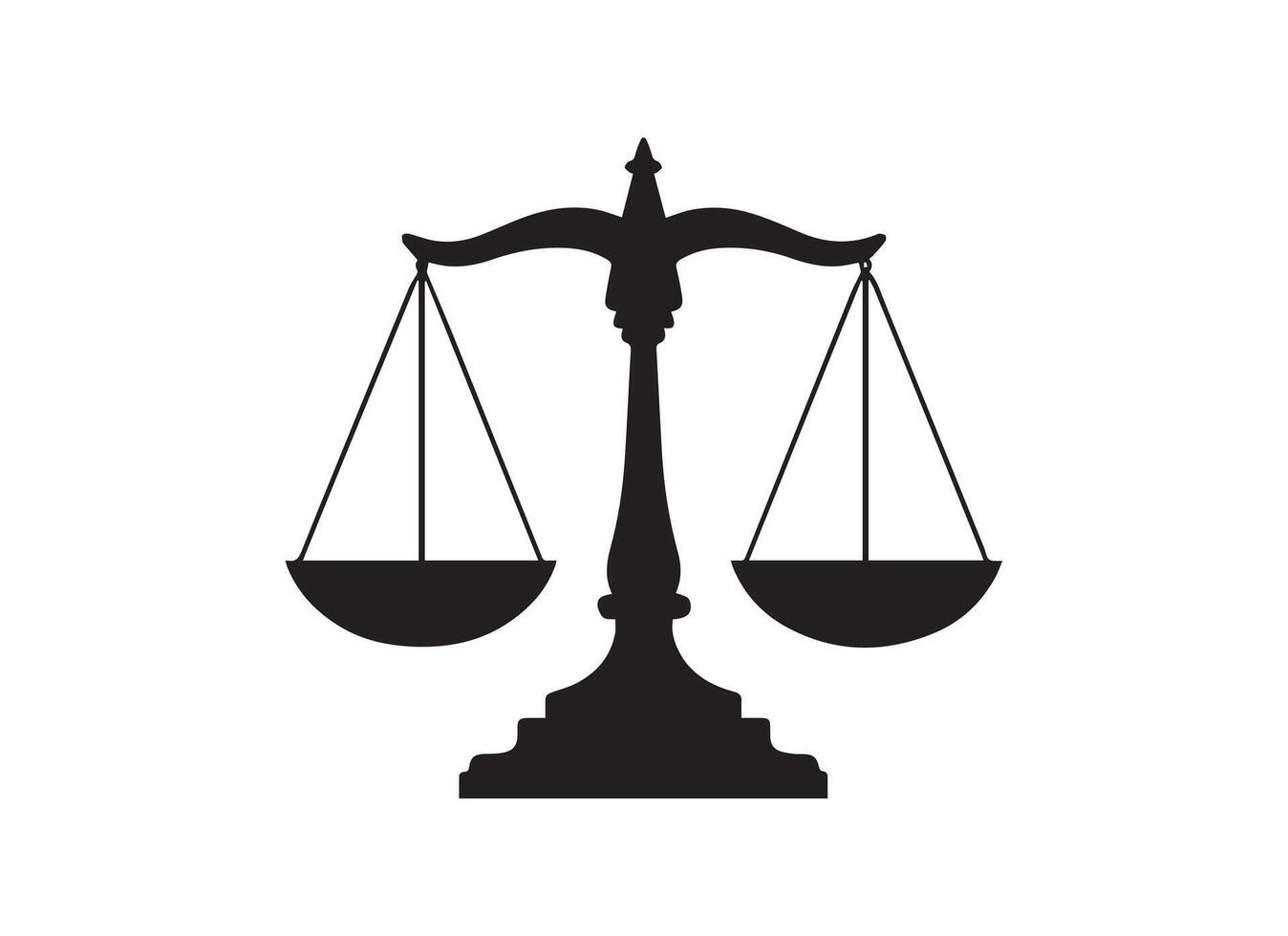 A weight balance scale silhouette on a solid white background. vector