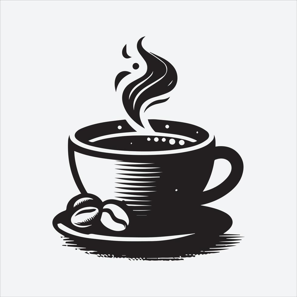 coffee cup silhouette Line art illustration vector