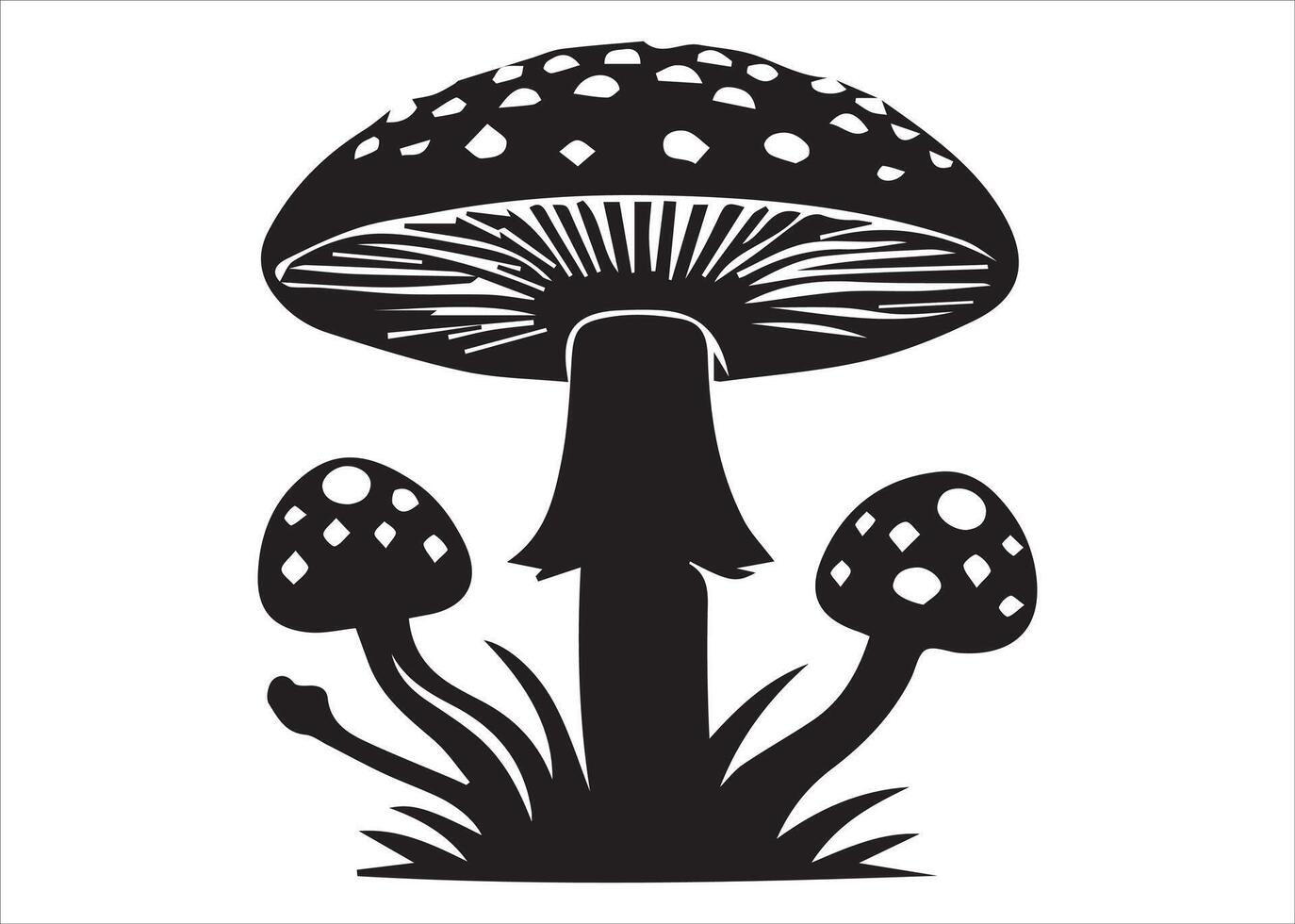 Greaser mushrooms silhouette with rich details and many styles vector