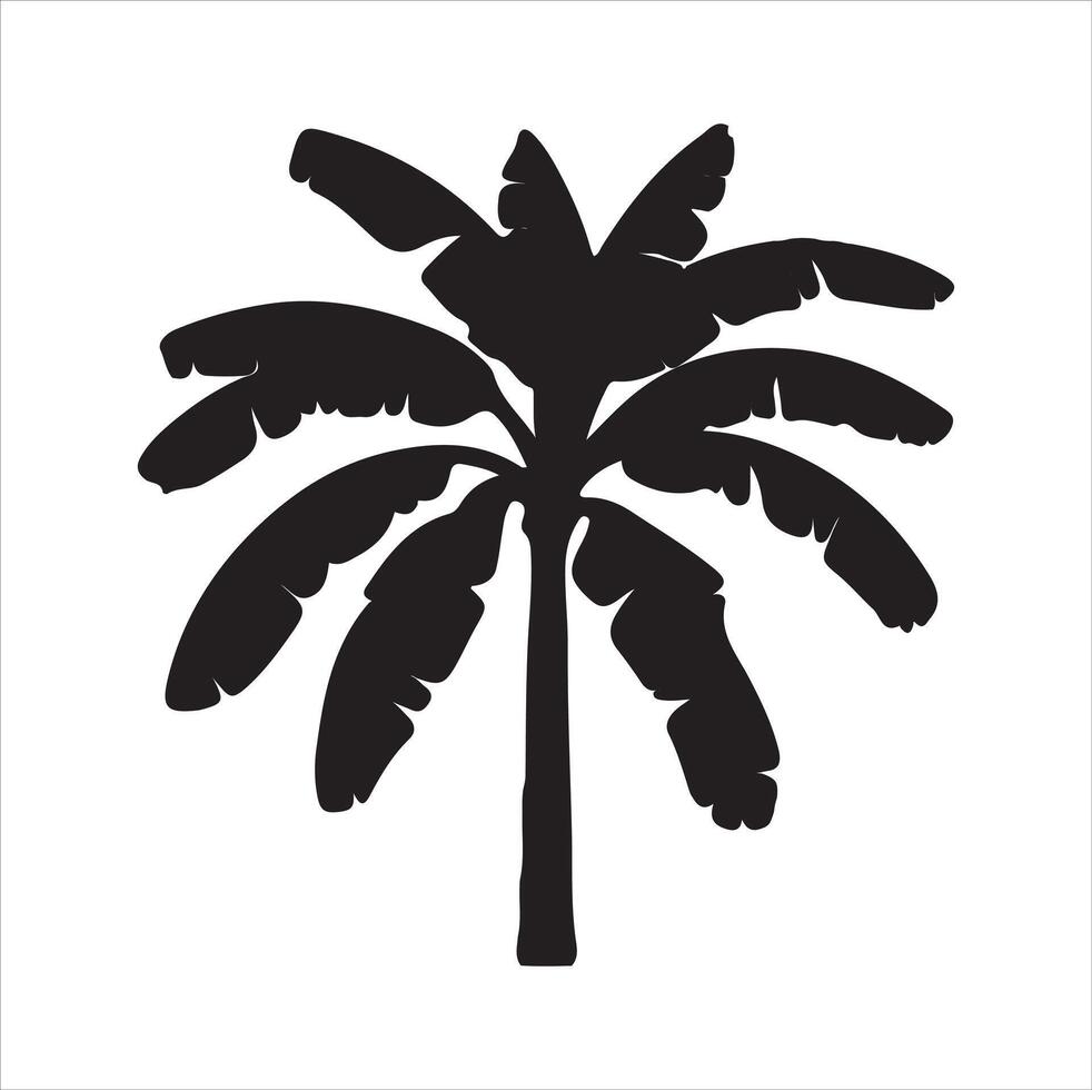 banana tree silhouette illustration with White Background vector