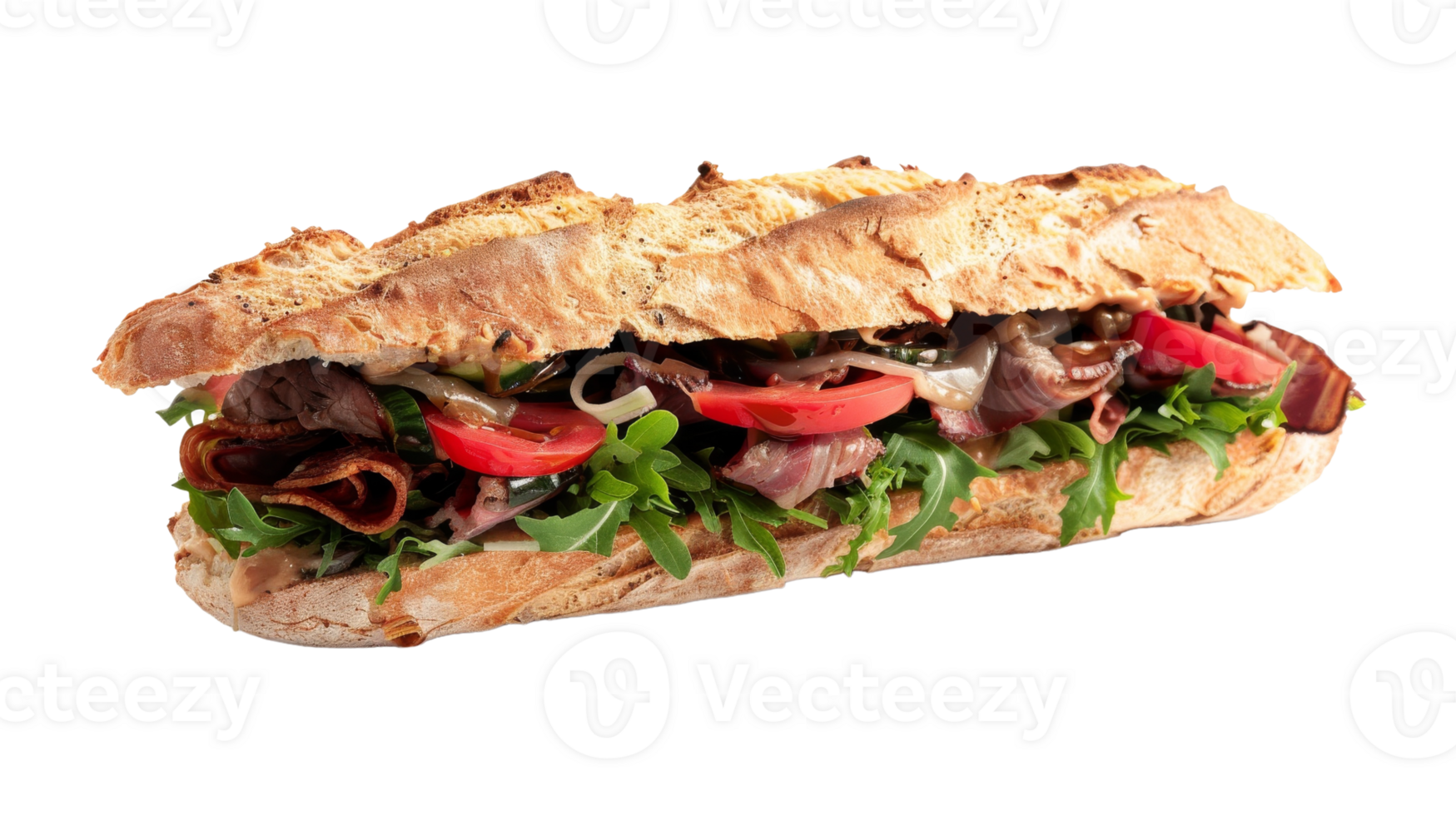 Bread filled with ingredients. on the Transparent Background, Format png