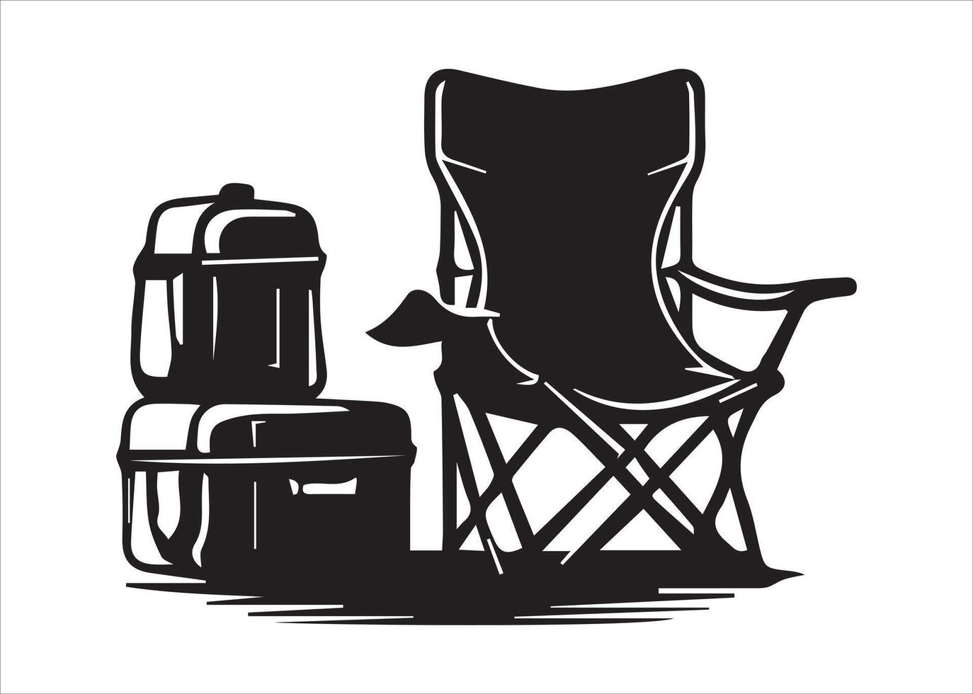 Various sets of camping chair silhouettes vector