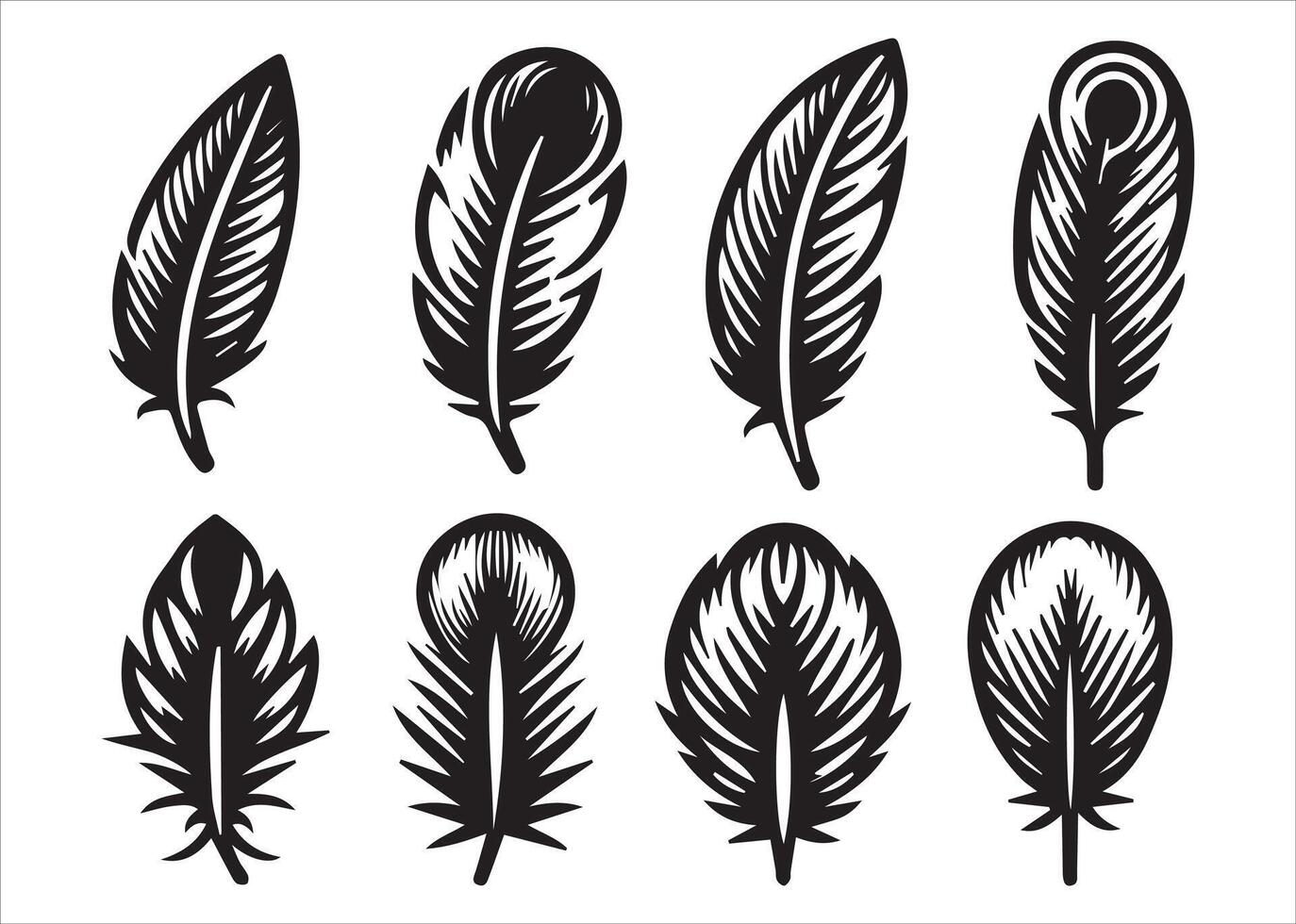 Various sets of camping chair silhouettes vector