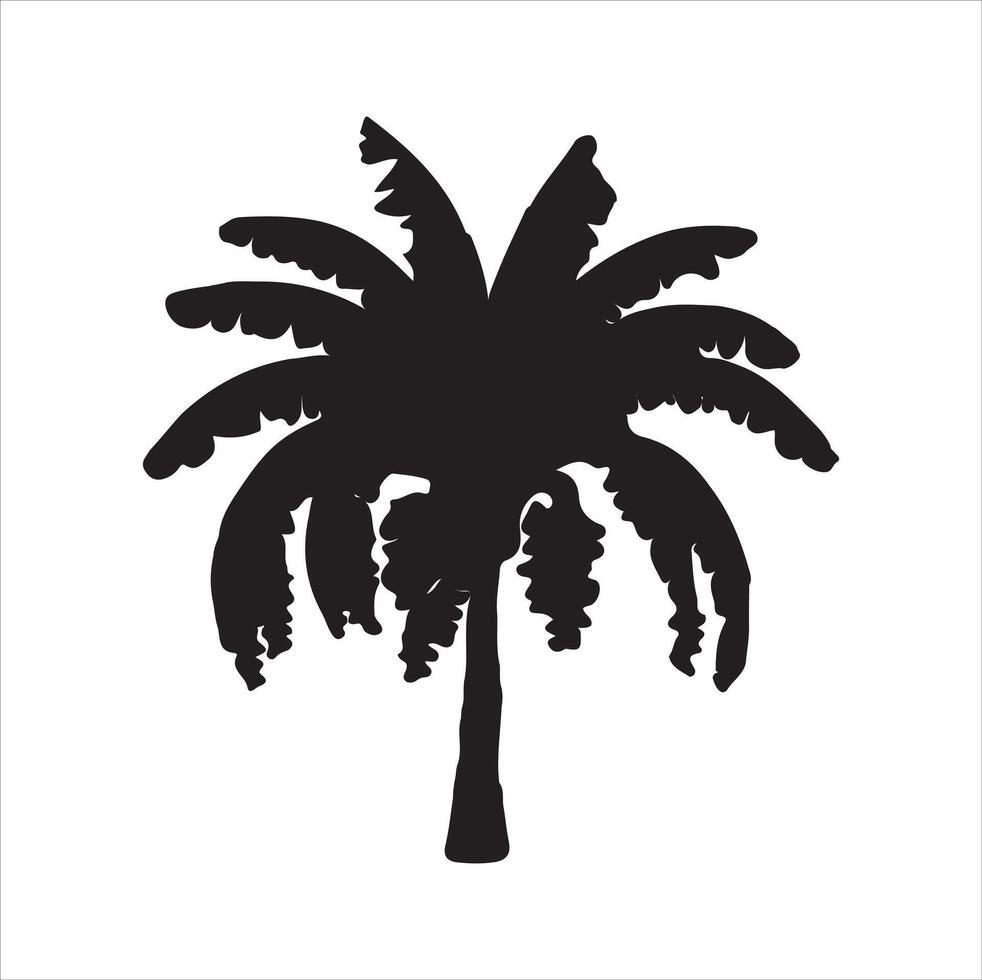 banana tree silhouette illustration with White Background vector