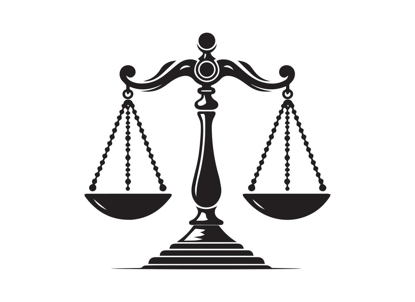 A weight balance scale silhouette on a solid white background. vector