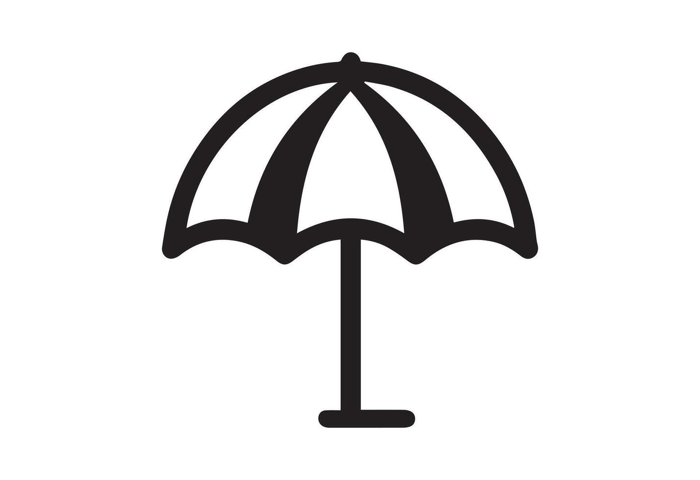Minimal umbrella icon silhouette, white background vector