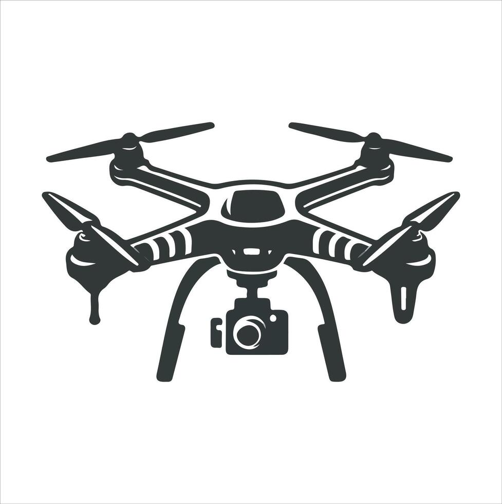 Drone silhouette illustration black and white. vector