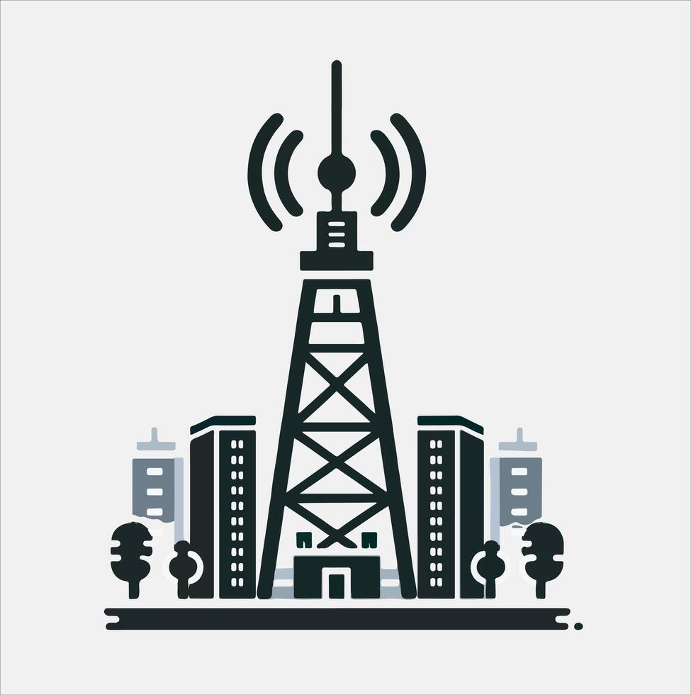Minimalist mobile tower skyscraper tower icon silhouette vector