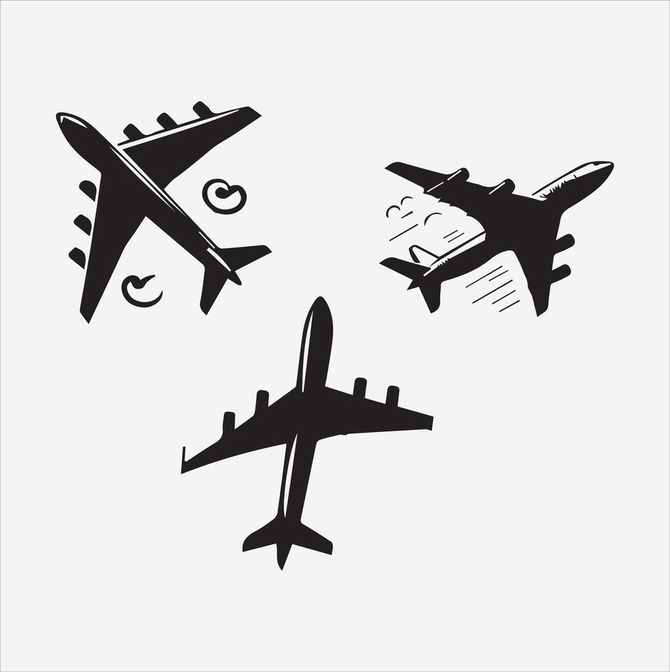 drawing of a plane silhouette with skywriting. vector