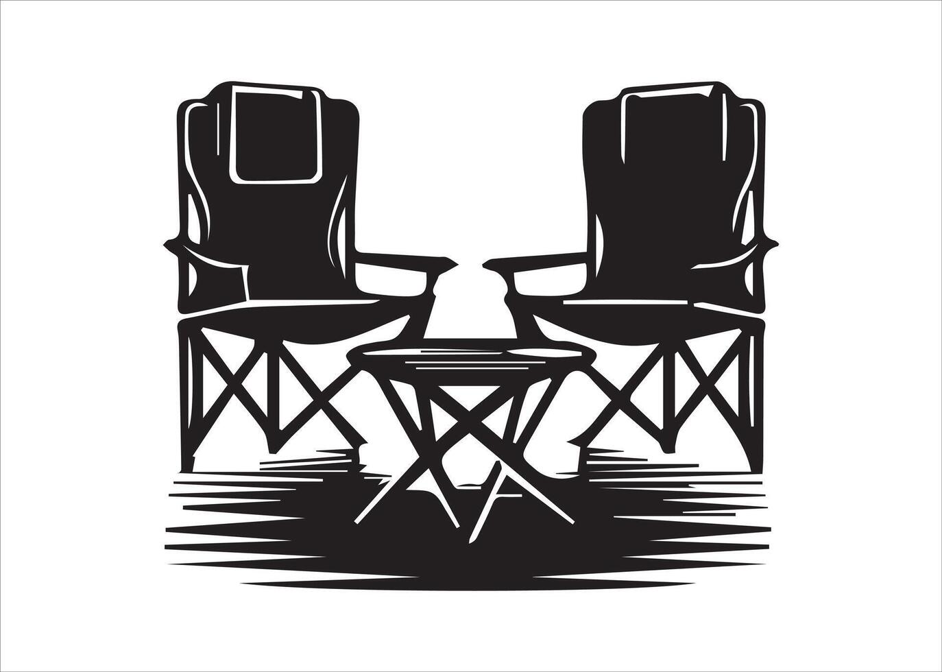 Various sets of camping chair silhouettes vector