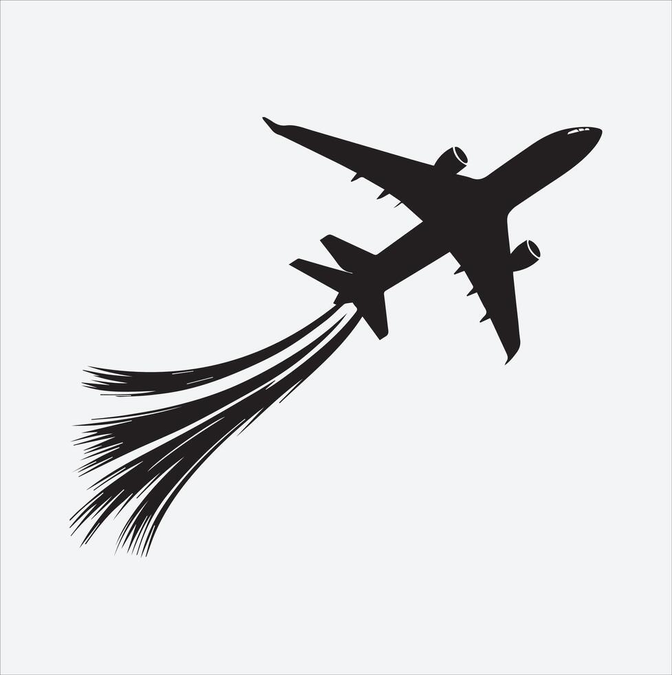 drawing of a plane silhouette with skywriting. vector