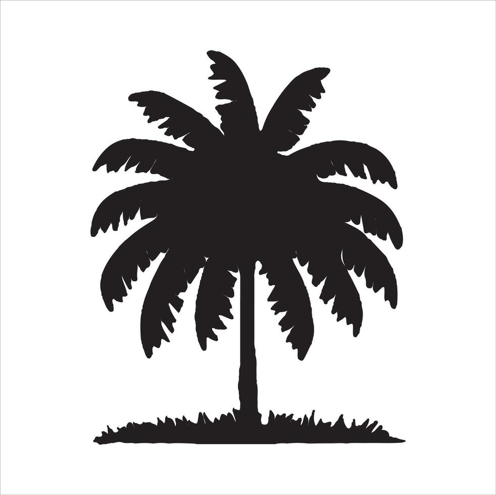 banana tree silhouette illustration with White Background vector