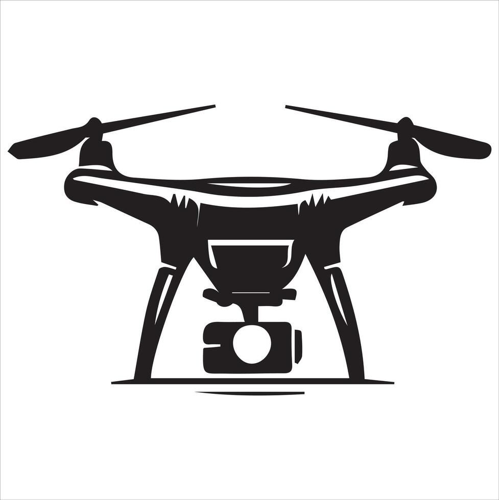 Drone silhouette illustration black and white. vector