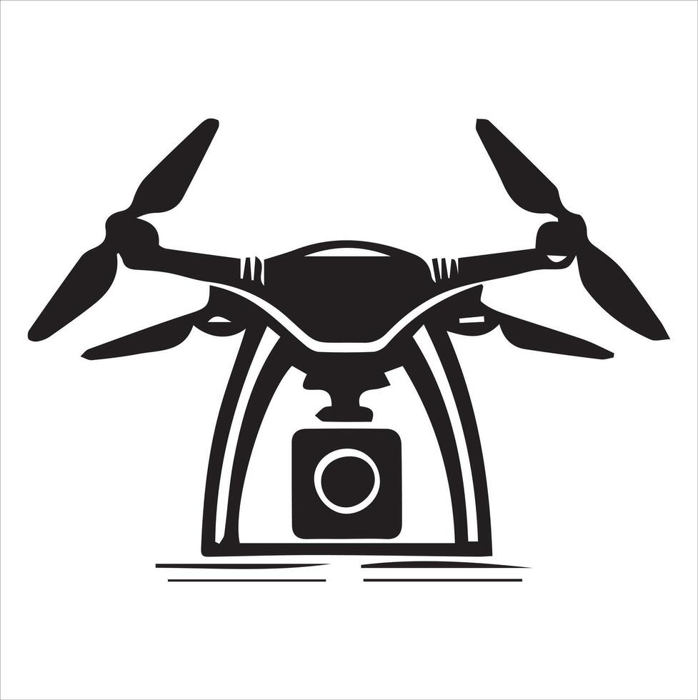 Drone silhouette illustration black and white. vector