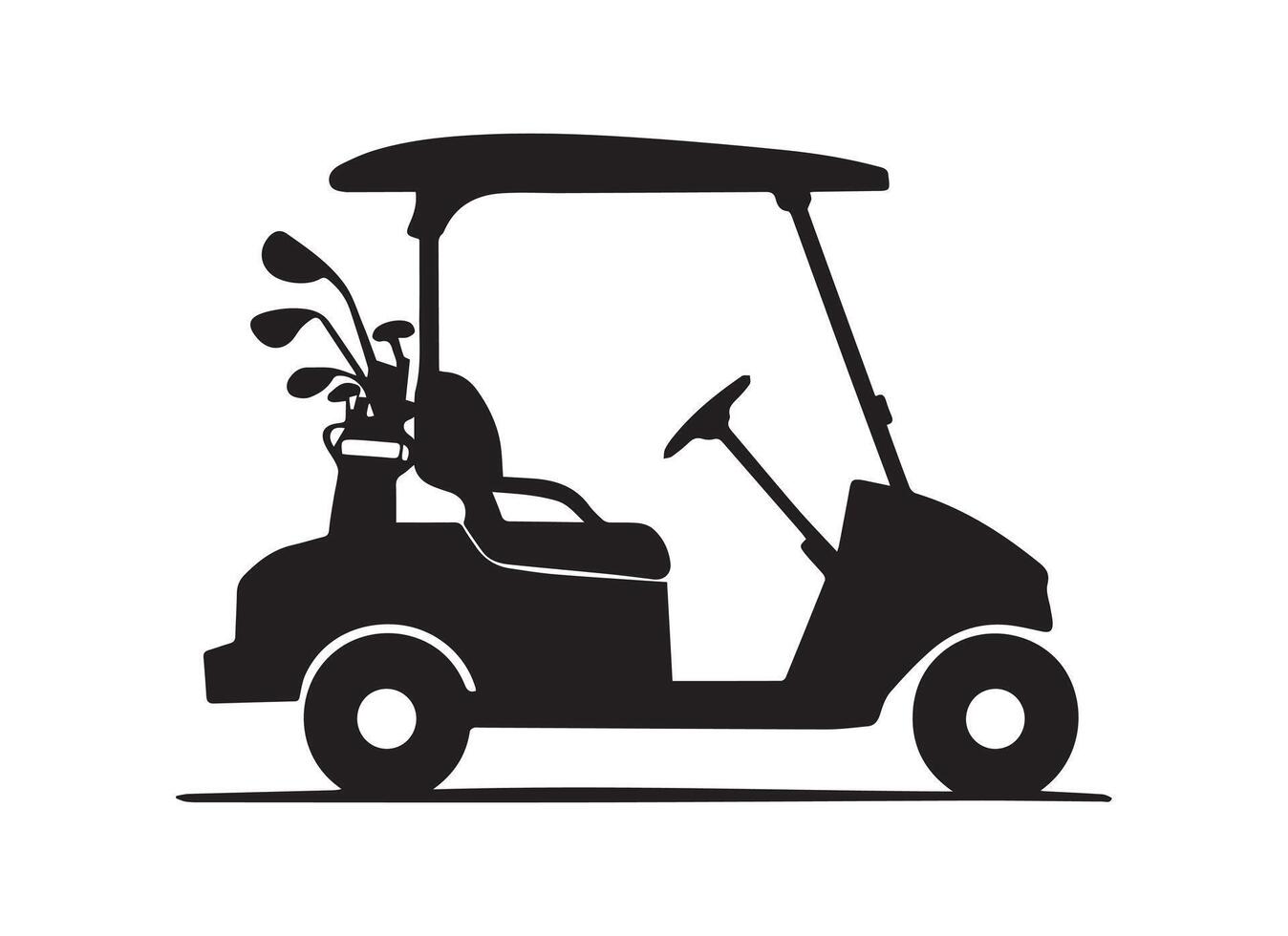 Golf cart silhouette in black on a white background. vector