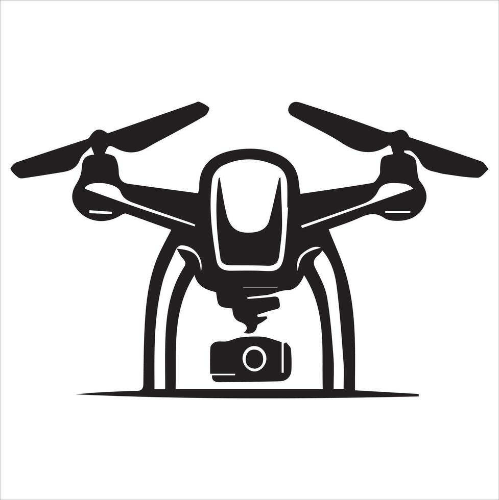 Drone silhouette illustration black and white. vector