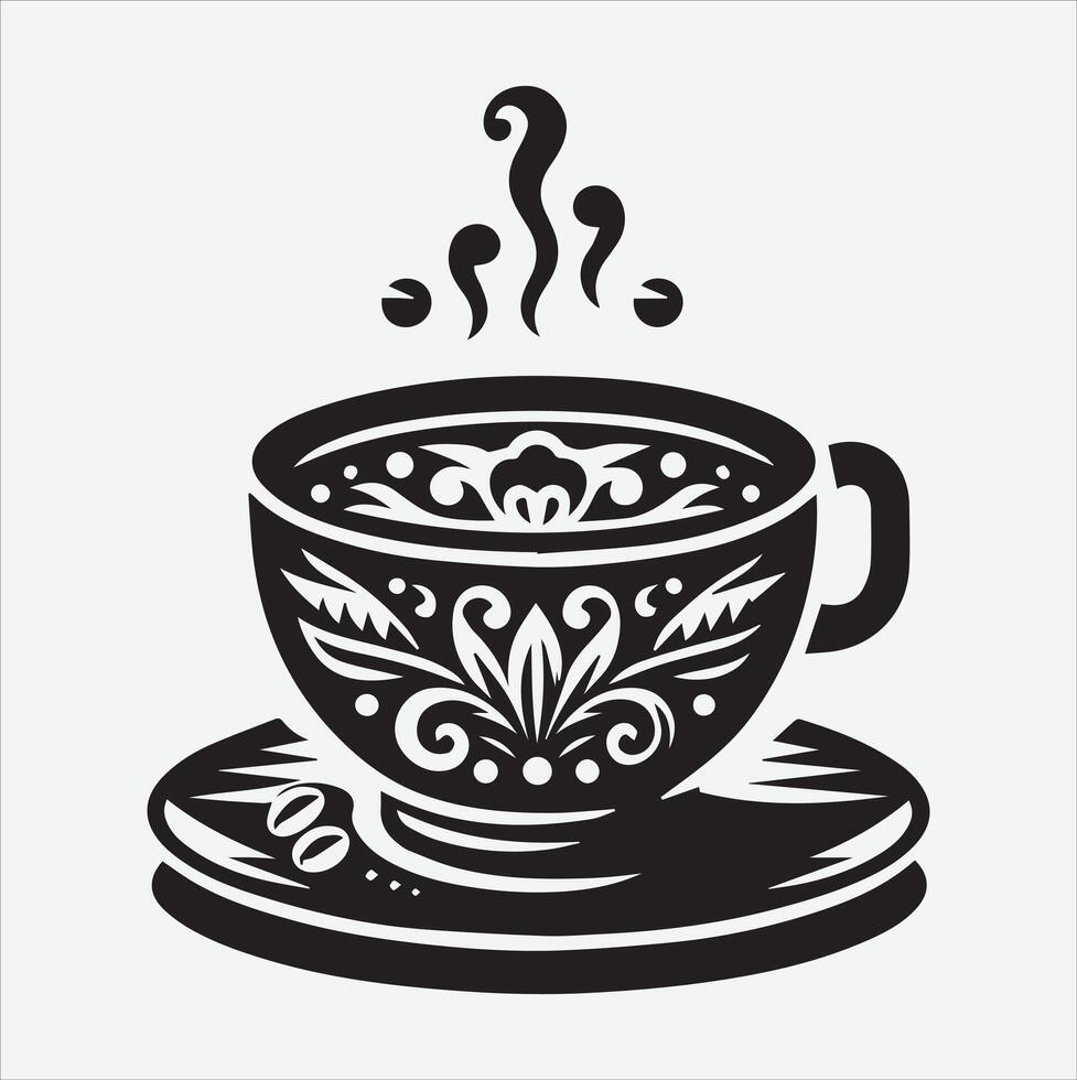 coffee cup silhouette Line art illustration vector