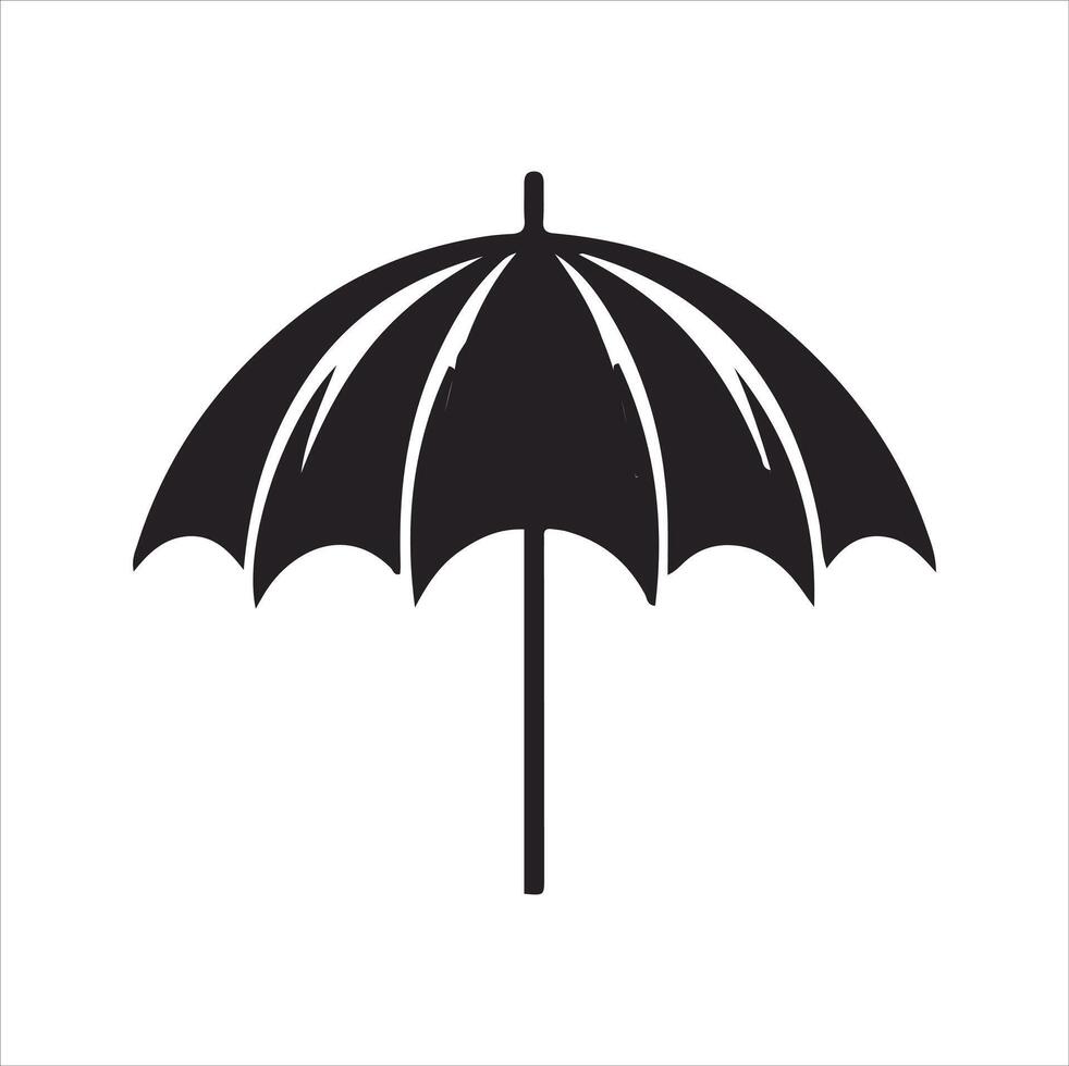 Minimal umbrella icon silhouette, white background vector