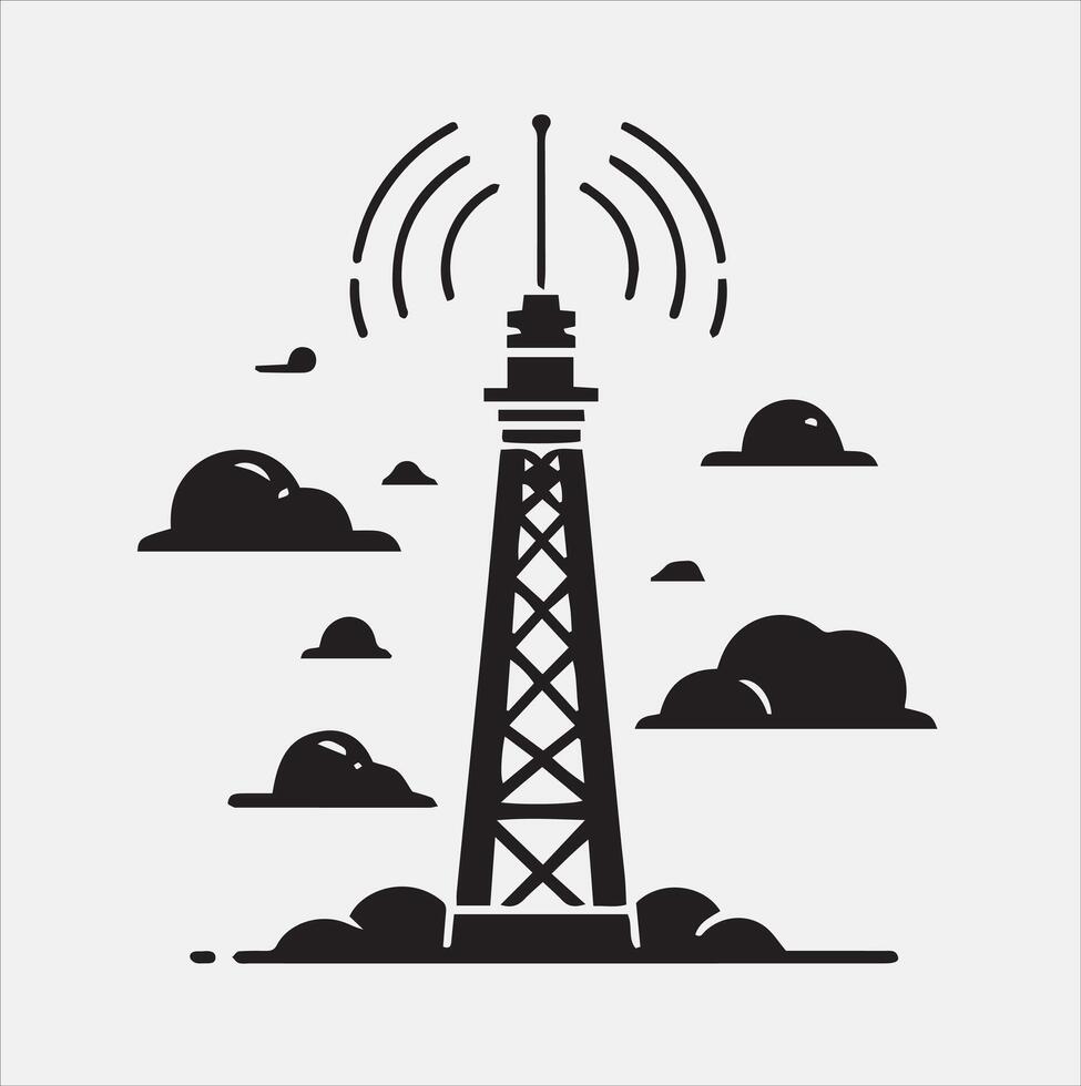 Minimalist mobile tower skyscraper tower icon silhouette vector