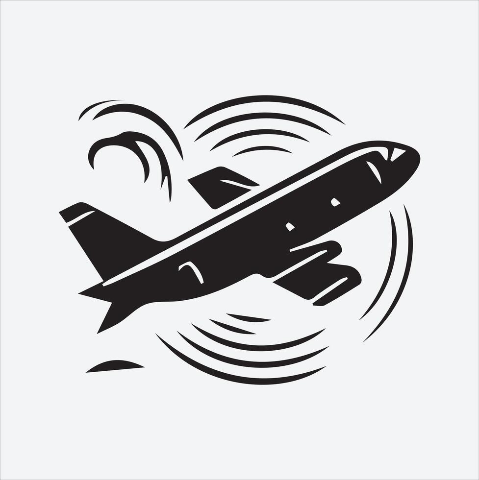 drawing of a plane silhouette with skywriting. vector