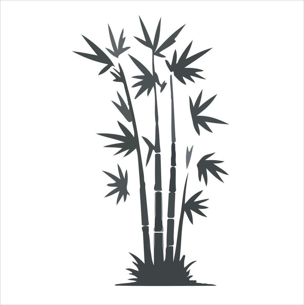 Bamboo Tree icon silhouette illustration white background vector