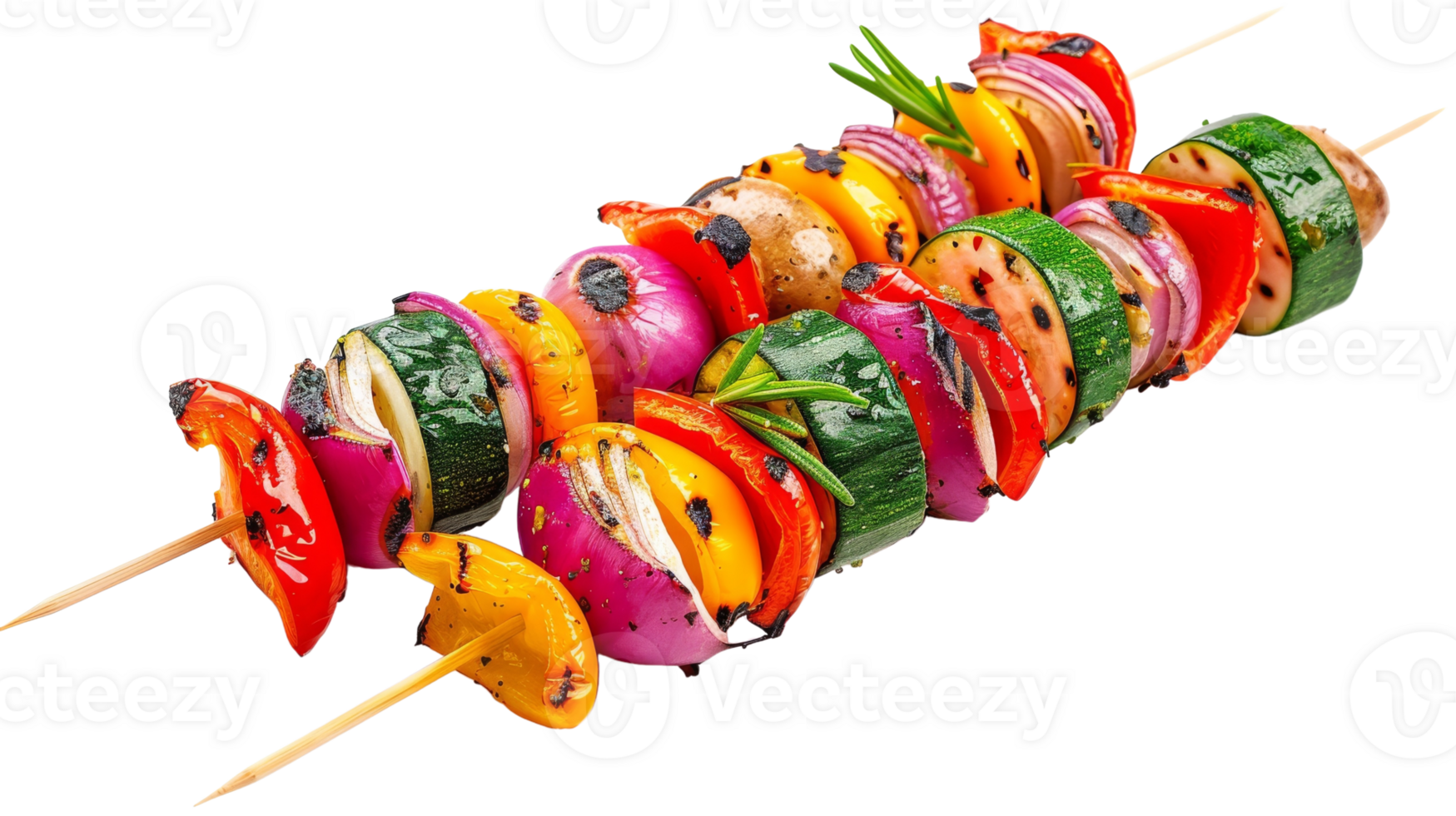Vegetable kebabs on a skewer. on the Transparent Background, Format png