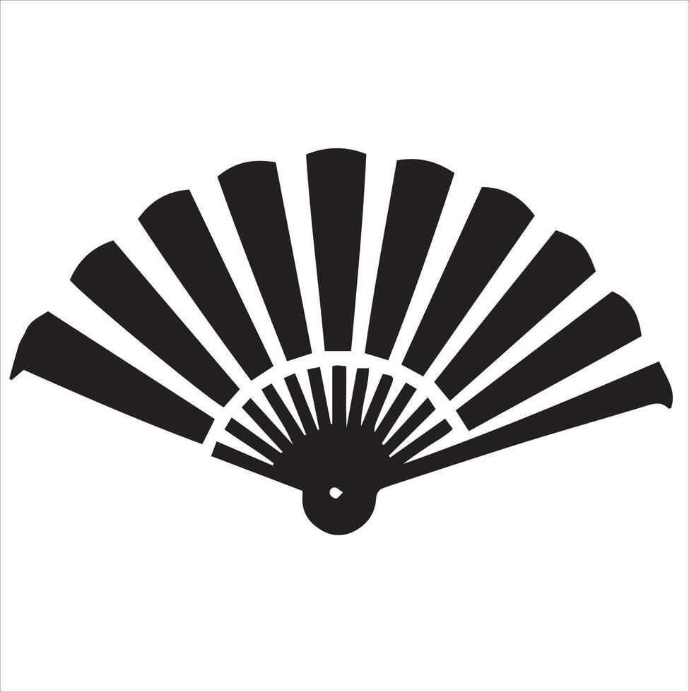 A Hand fan icon with black silhouette and white background vector