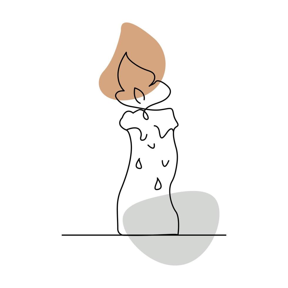 Candle one line art illustration drawing vector