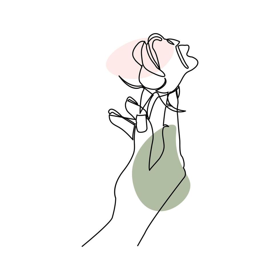 Continuous beautiful rose flower single one line art vector