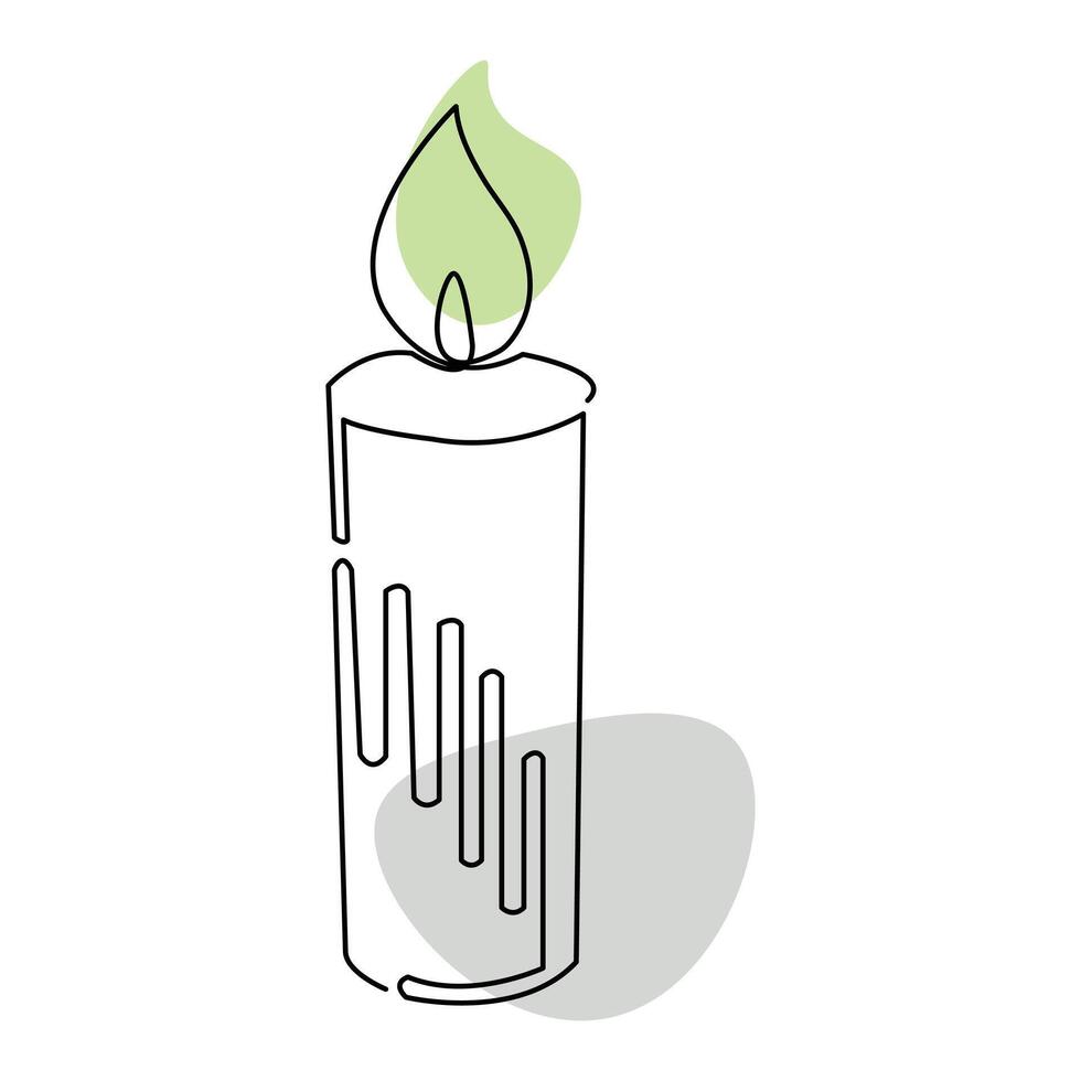 Candle one line art illustration drawing vector