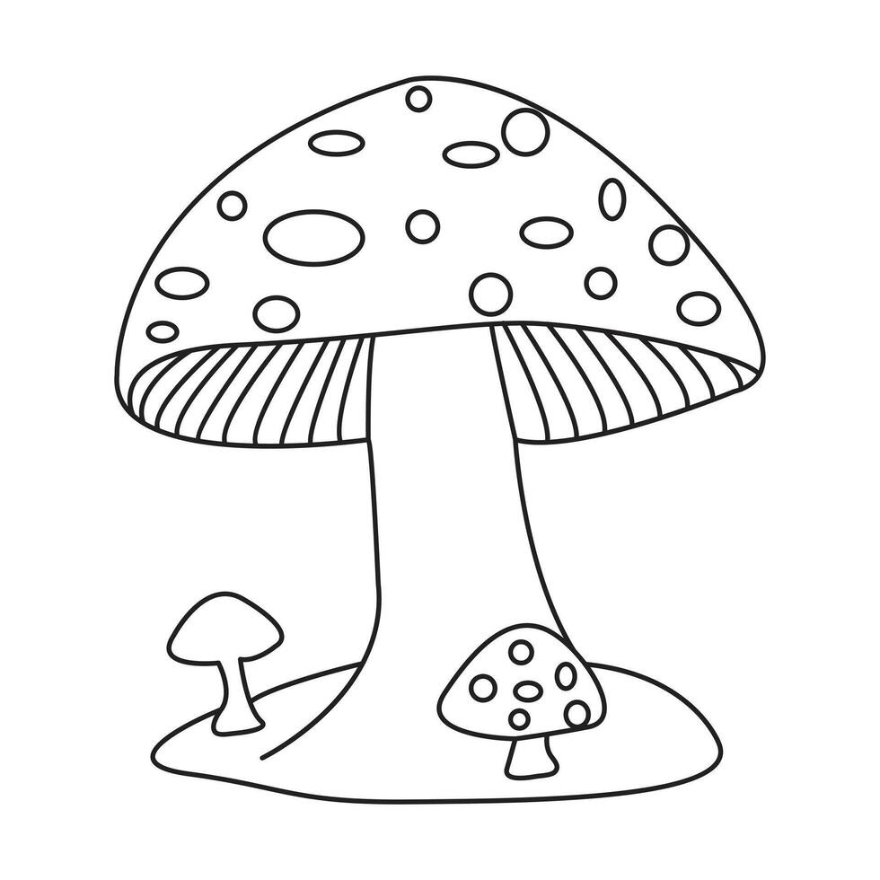 Mushroom one line art drawing vector