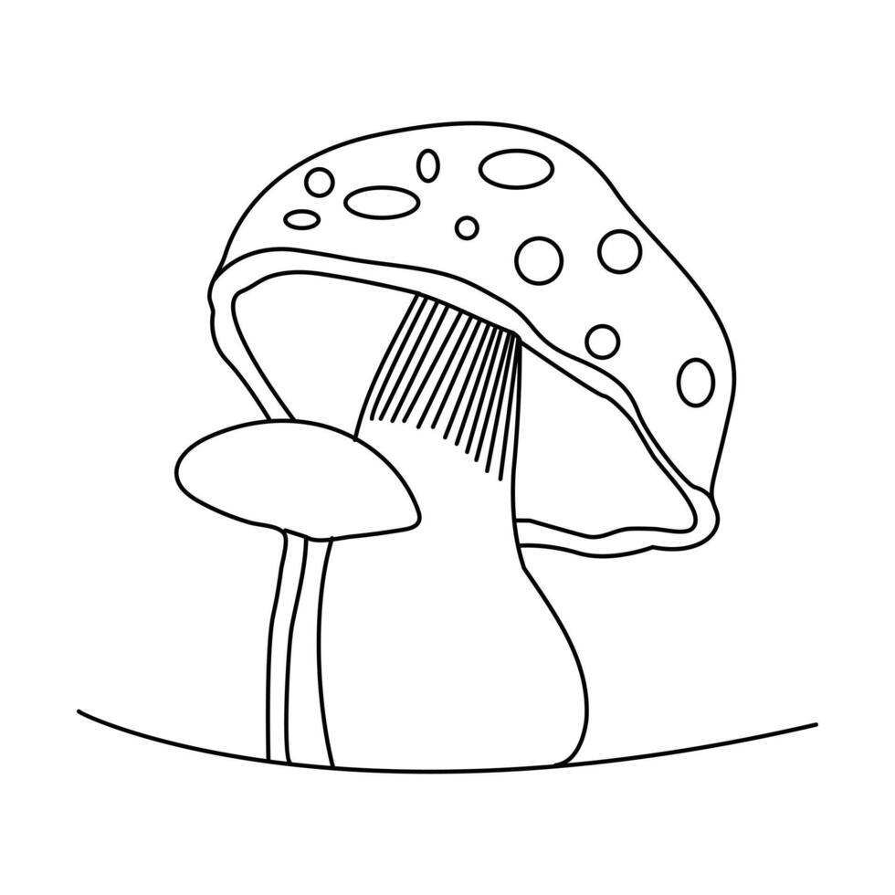 Mushroom one line art drawing vector