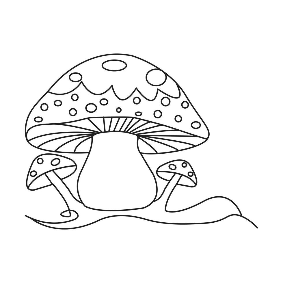 Mushroom one line art illustration sketch drawing vector