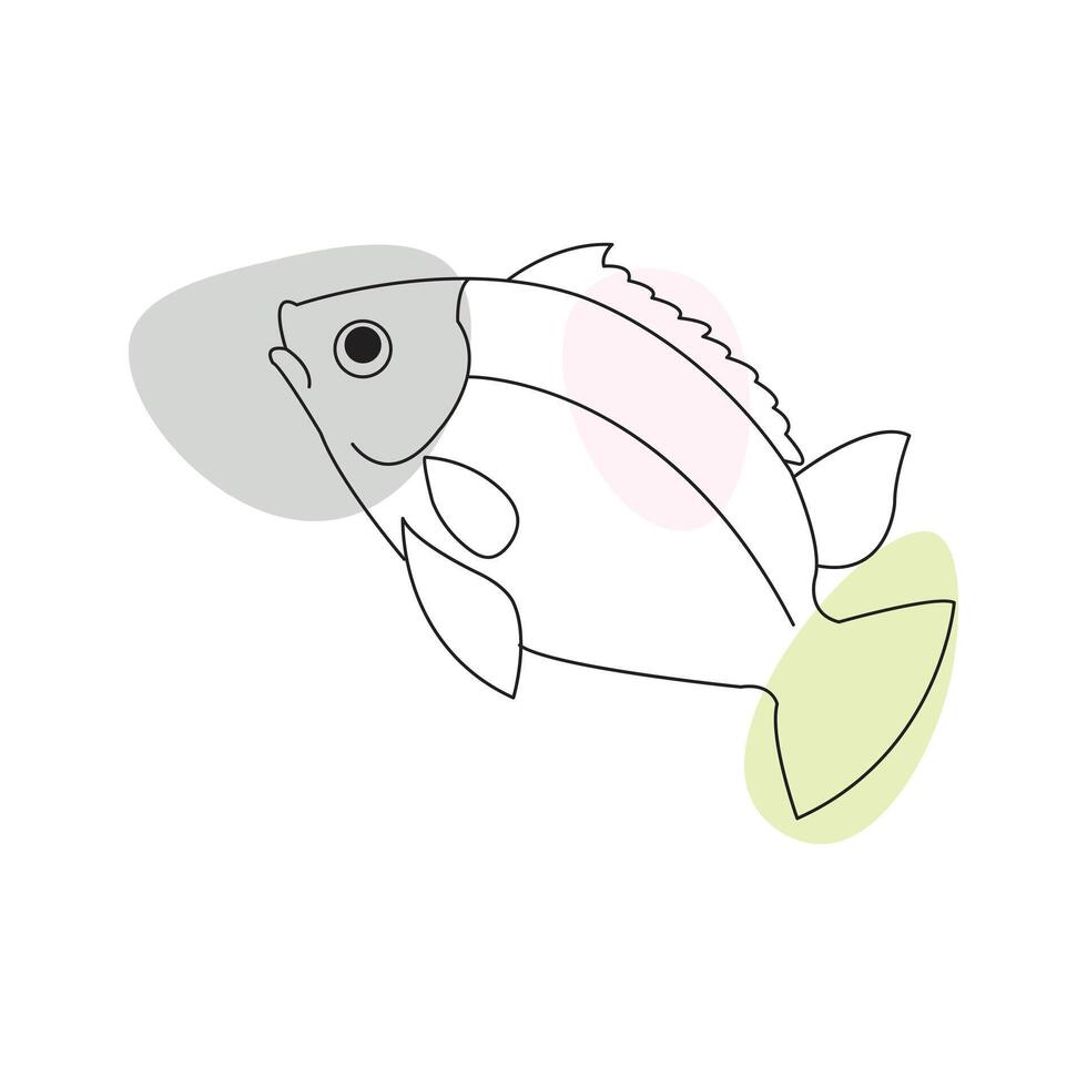 Fish one line art sketch illustration drawing vector