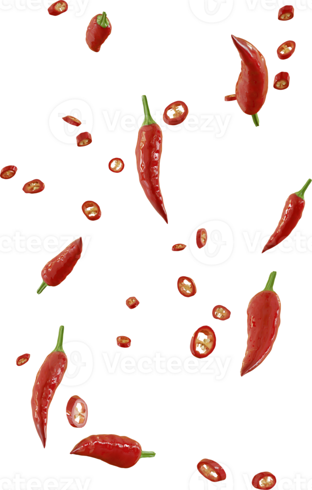 falling red chilli slices png