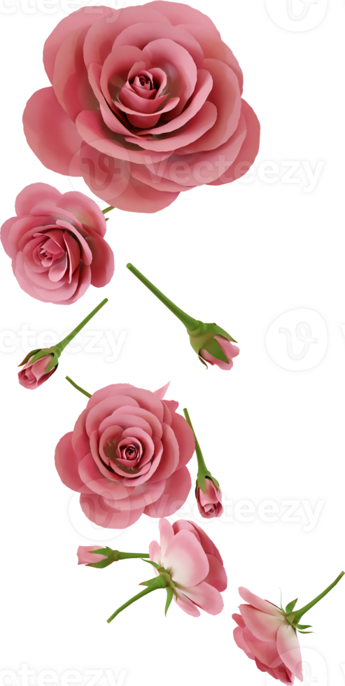 falling rose flower png