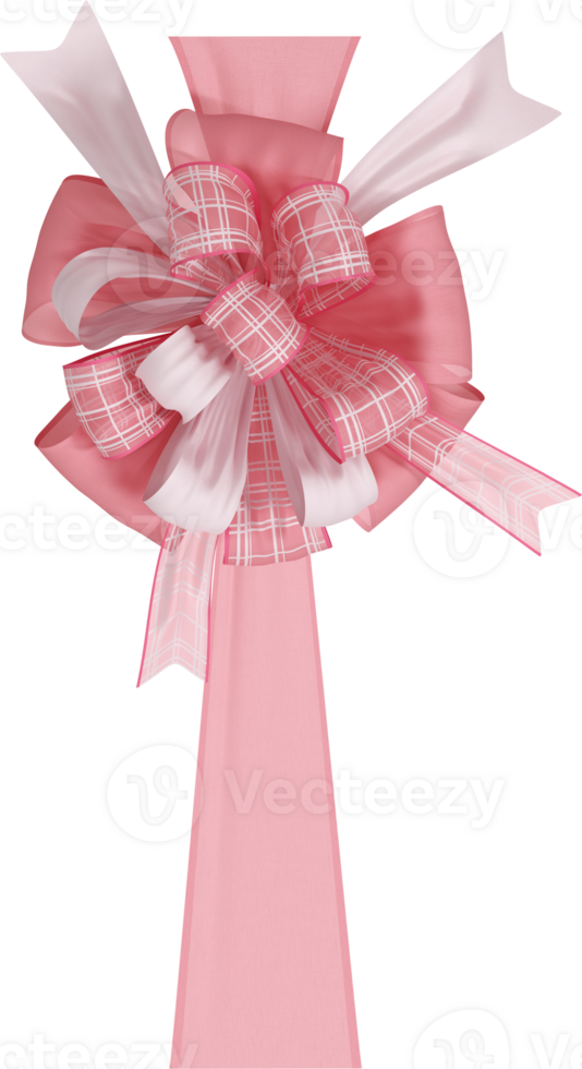 Realistic cute pink ribbon png