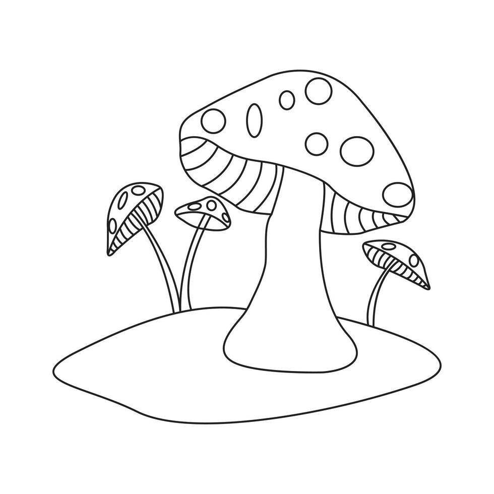 Mushroom one line art illustration drawing vector