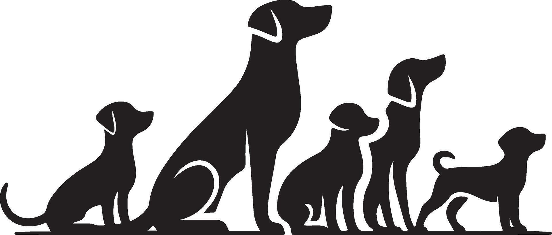 Silhouette of dog on white background. simple minimal Symbol of group of pets who plays together vector