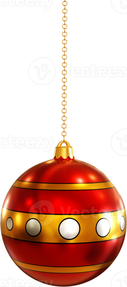 red christmas bauble hang with golden chain png