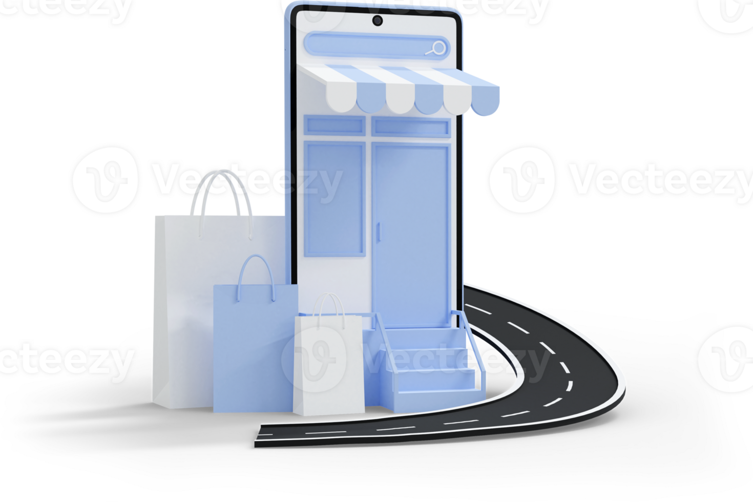 online shopping and delivery concept 3d render for marketplace png