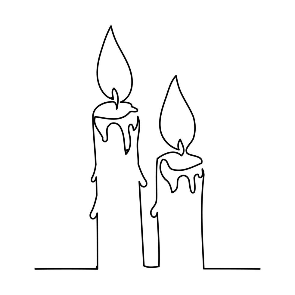 Candle one line art illustration drawing vector