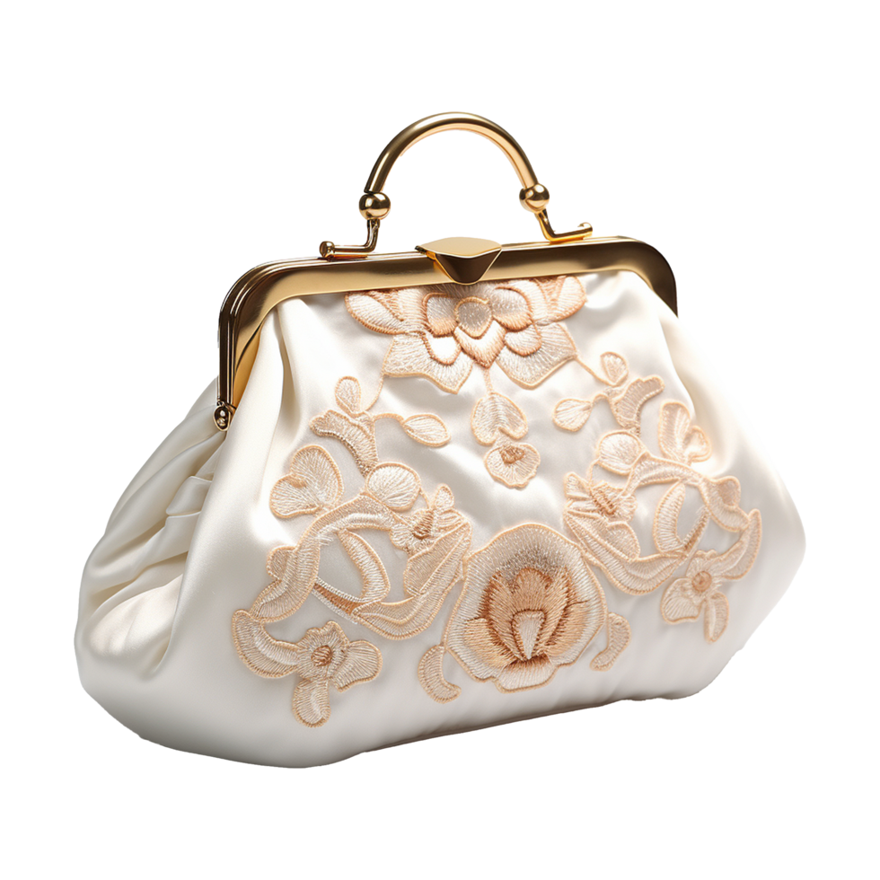 Floral printed hand bag isolated on transparent background png